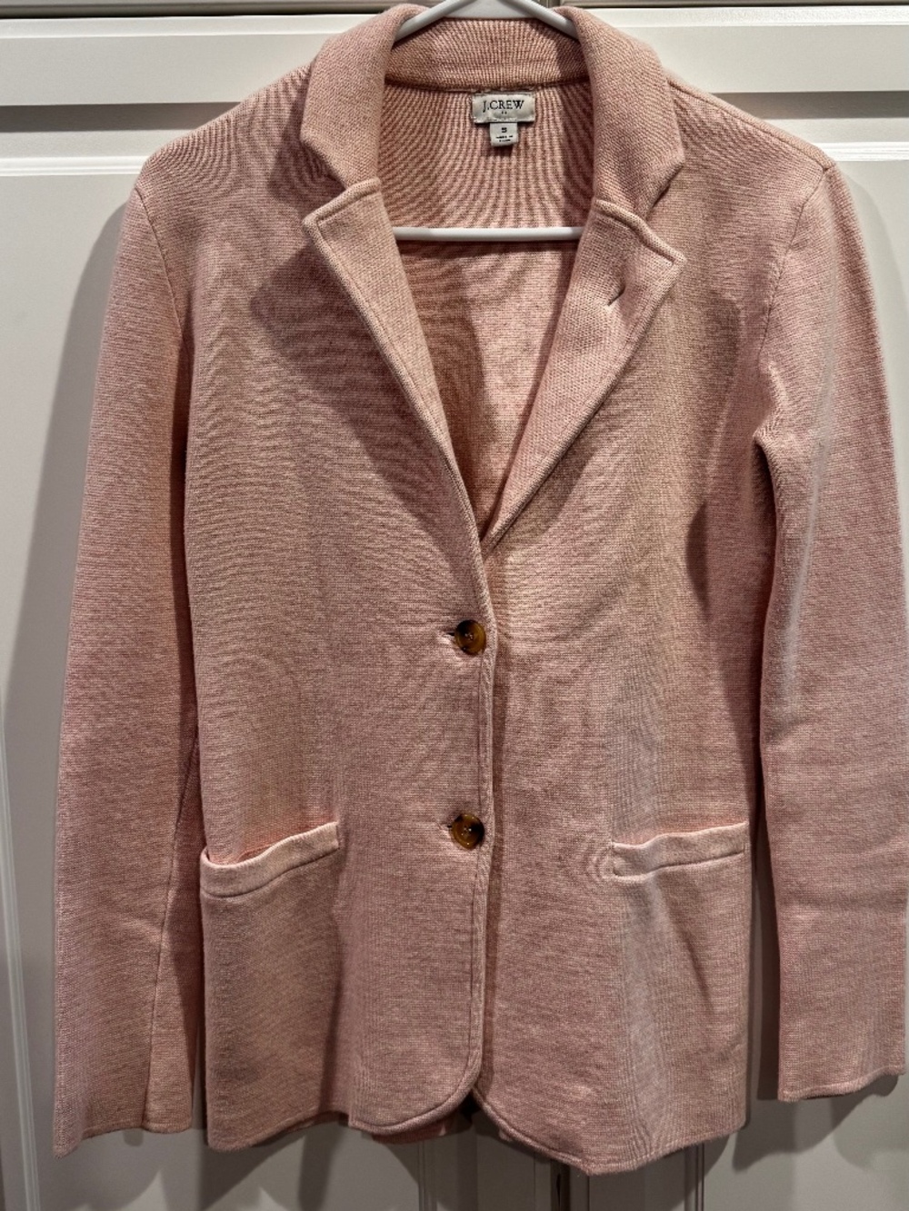 J.Crew Blush Pink Sweater Blazer Size S + Chunky Knit Pull-Through Scarf